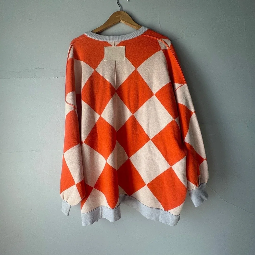 NWT Free People Manny Cardigan in Firecracker Argyle Oversized Size Small - Picture 12 of 12